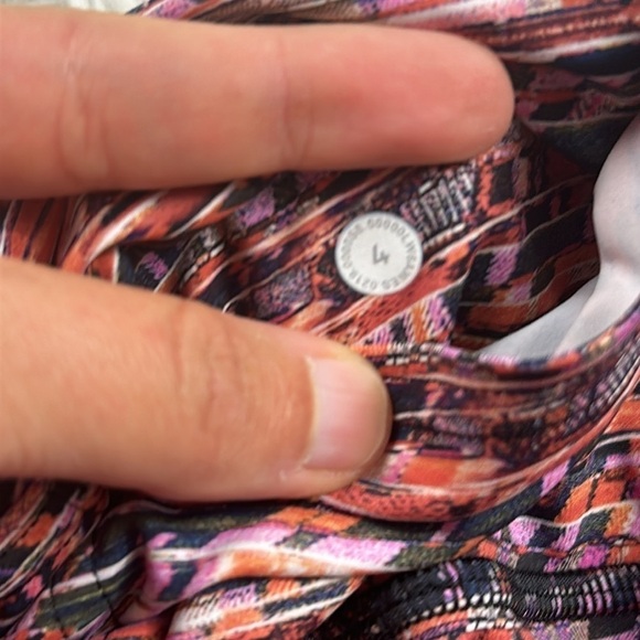 Lululemon Fast and Free Crop II 19" *Nulux Flash Pleat Orange Multi - Picture 5 of 6